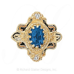 GS345 S/D - 14 Karat Gold Slide with Sapphire center and Diamond accents 